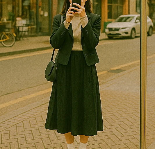 크롭 자켓 하나로 키 커 보이는 룩