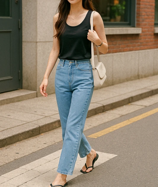 비율 좋아 보이는 바지핏 - 여름 키작녀 바지