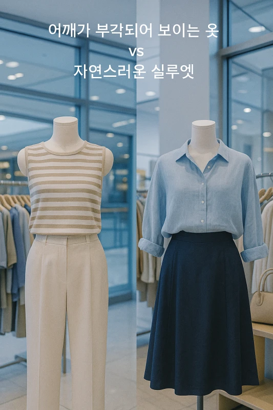 어깨 넓은 여자 코디