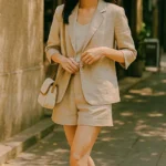 베이지 린넨 셋업 여름 꾸안꾸 코디 추천