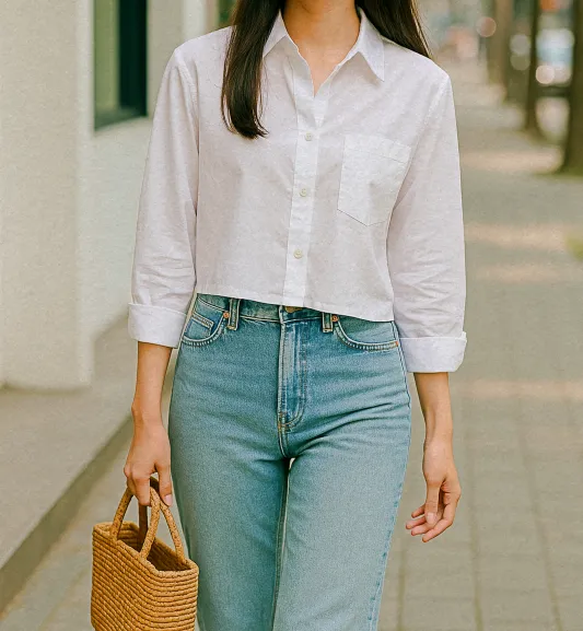 연청 데님과 화이트 셔츠의 여름 감성 코디