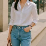 여름 감성에 어울리는 린넨 화이트 셔츠 상반신 컷