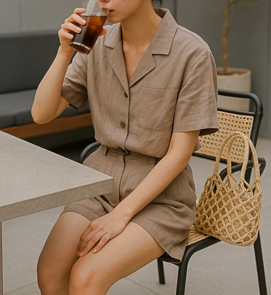 여름 린넨 셋업 감성 고급스러운 실루엣