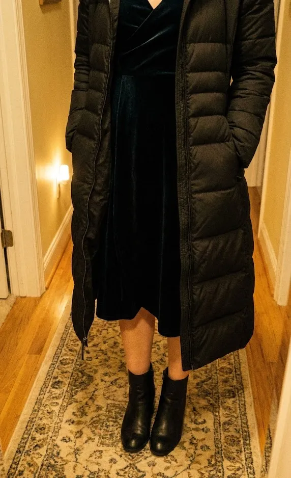 여성 롱패딩 슬림핏 겨울 아우터 코디