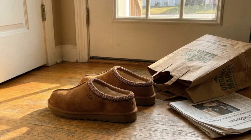 어그 타스만 체스트넛 슬리퍼 현관 분위기