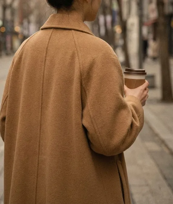 어깨 좁아 보이는 래글런 소매 핸드메이드 코트 코디