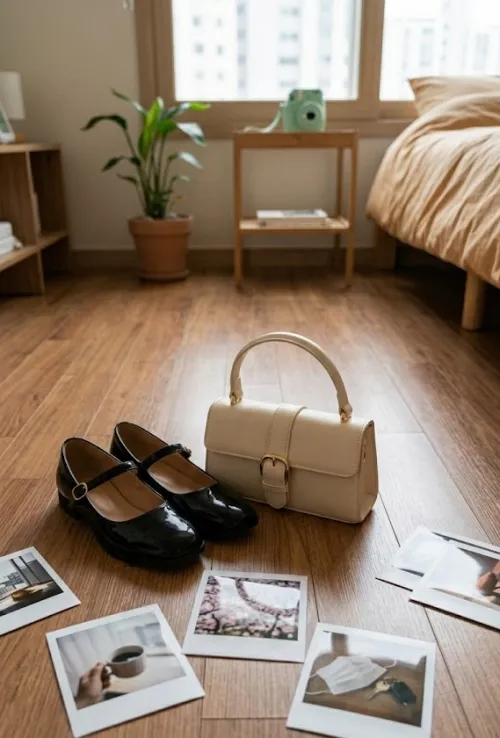 데이트룩의 완성인 메리제인 구두와 미니 크로스백 큐레이션