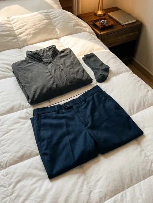 30대 남자 출근룩 고프코어 듀프 바람막이 코디 준비