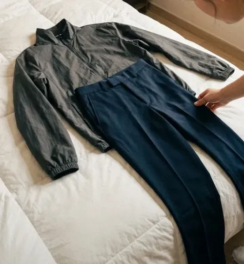 30대 남자 출근룩 고프코어 듀프 바람막이 코디 준비