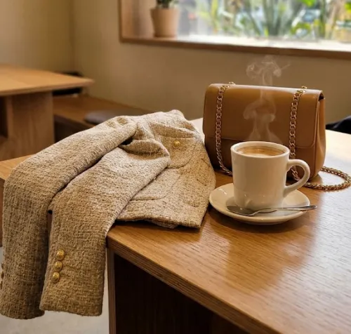 간절기 코디 아이템 트위드자켓과 가방