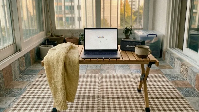 맥북과 마샬 스피커에 어울리는 피크닉룩