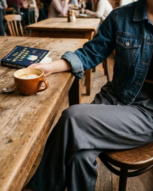 하체비만 커버 차콜 핀턱 슬랙스 크롭 데님 자켓 코디